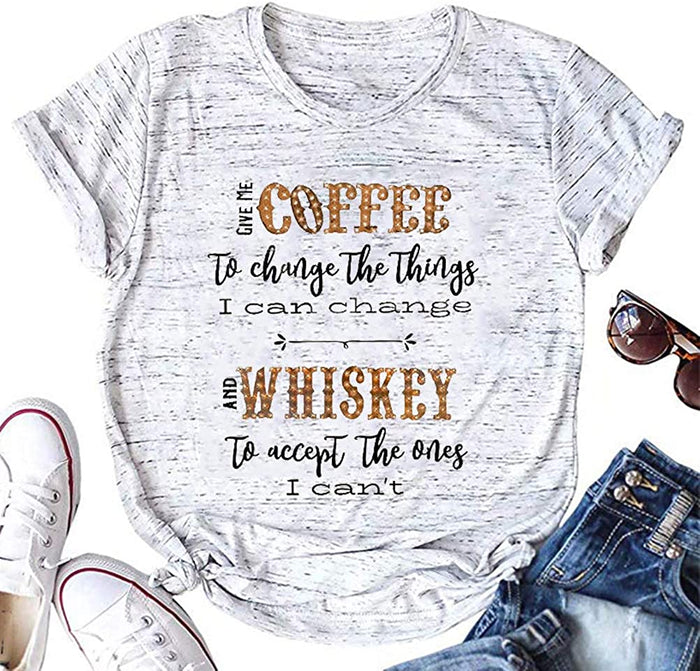 Women Coffee and Whiskey T-Shirt Women Graphic Shirt