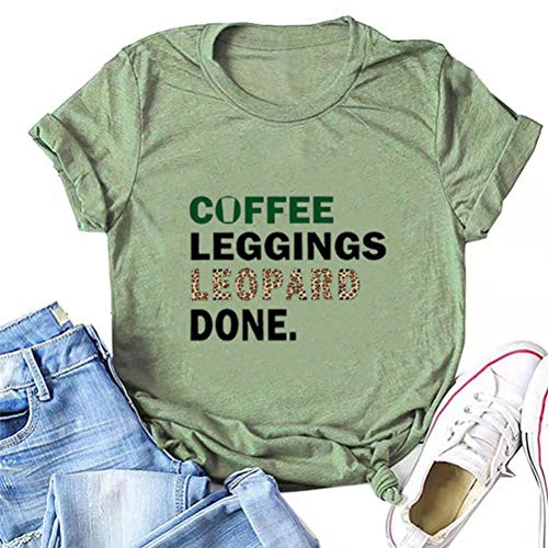 Women Coffee Leggings Leopard Done Fashion T-Shirt