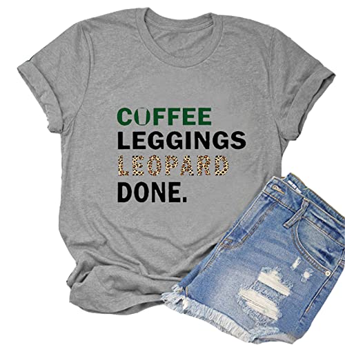 Women Coffee Leggings Leopard Done Fashion T-Shirt