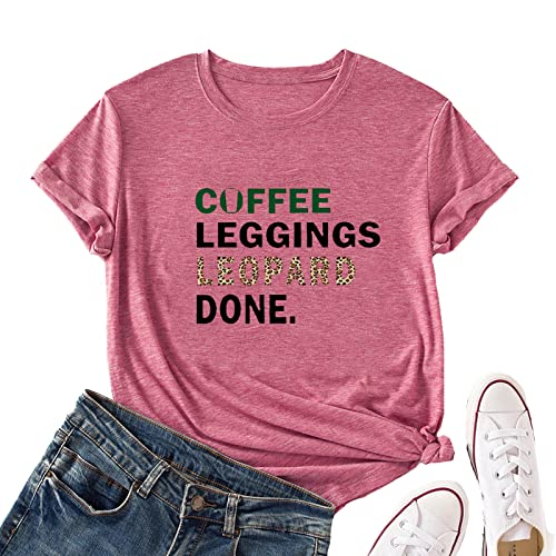 Women Coffee Leggings Leopard Done Fashion T-Shirt