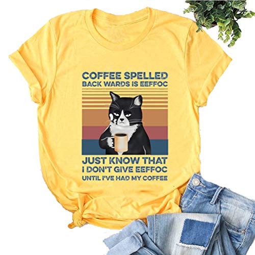 Women Coffee Spelled Backwards is Eeffoc T-Shirt Funny Coffee Lover Shirt