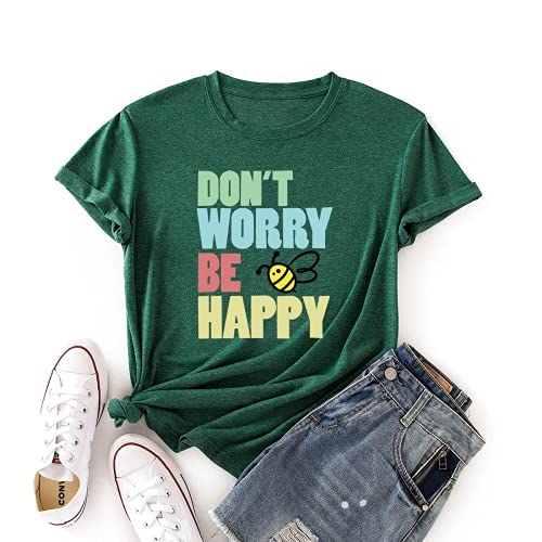 Women Cute Bees Gift Shirt Don't Worry Bee Happy T-Shirt