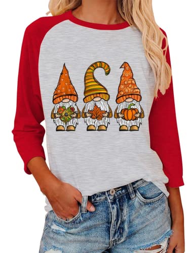 Women Cute Fall Shirt Fall Gnomes Thanksgiving Blouse
