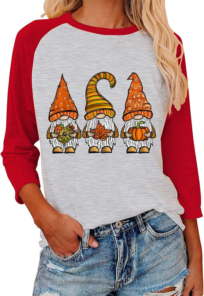 Women Cute Fall Shirt Fall Gnomes Thanksgiving Blouse