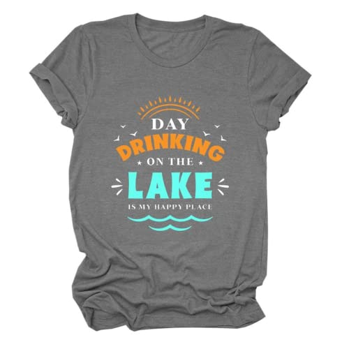 Women Day Drinking Shirt Day Drinking On The Lake is My Happy Place Tees