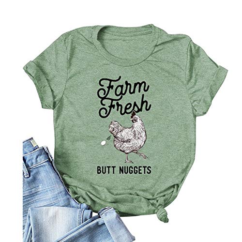 Women Farm Fresh Butt Nuggets T-Shirt Funny Chicken Shirt