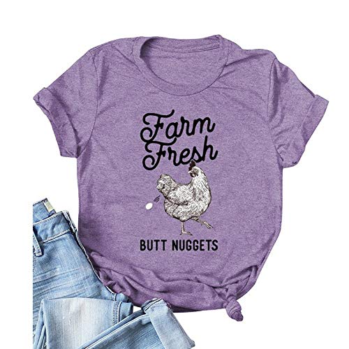 Women Farm Fresh Butt Nuggets T-Shirt Funny Chicken Shirt