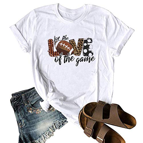 Women for The Love of The Football Game T-Shirt Leopard Football Shirt