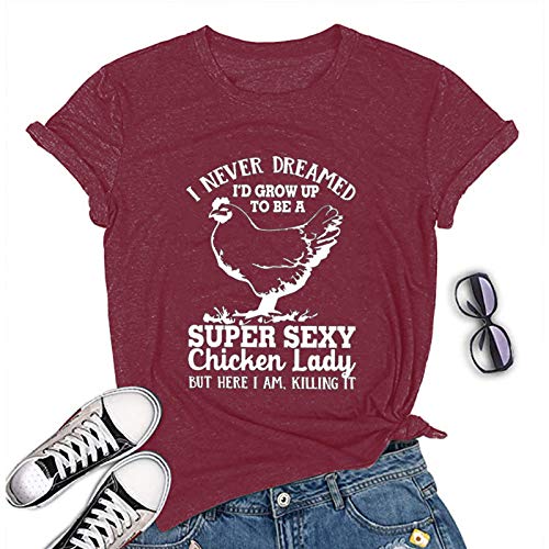 Women Funny Chicken Lady T-Shirt Women's Chicken Shirt