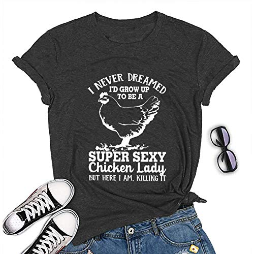 Women Funny Chicken Lady T-Shirt Women's Chicken Shirt