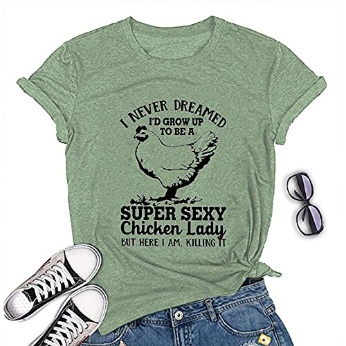 Women Funny Chicken Lady T-Shirt Women's Chicken Shirt