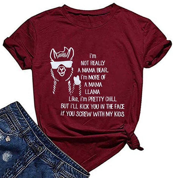 Women Funny Mama Llama T-Shirt