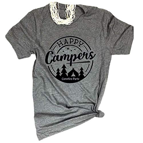 Women Happy Camper T-Shirt Camping Shirt