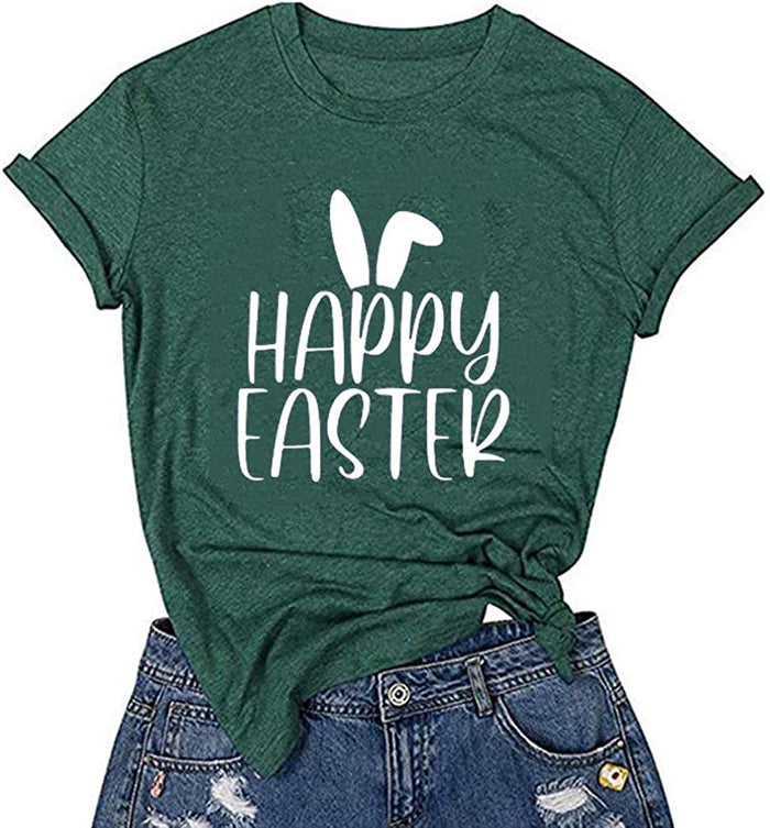 Women Happy Easter T-Shirt Cute Easter Rabbit Shirt