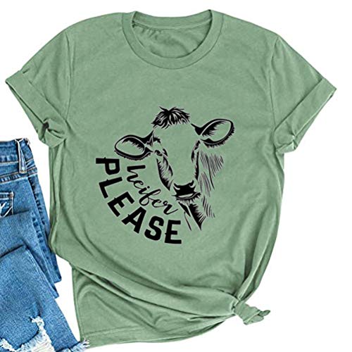 Women Heifer Please T-Shirt Cute Cow Shirt