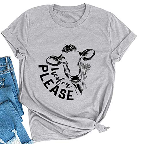 Women Heifer Please T-Shirt Cute Cow Shirt