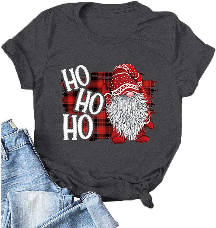 Women HO HO HO Santa Christmas T-Shirt