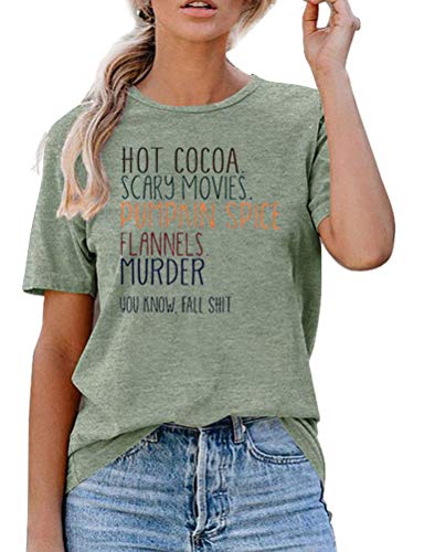 Women Hot Cocoa Scrary Movies Pumpkin Spice Funny Halloween T-Shirt