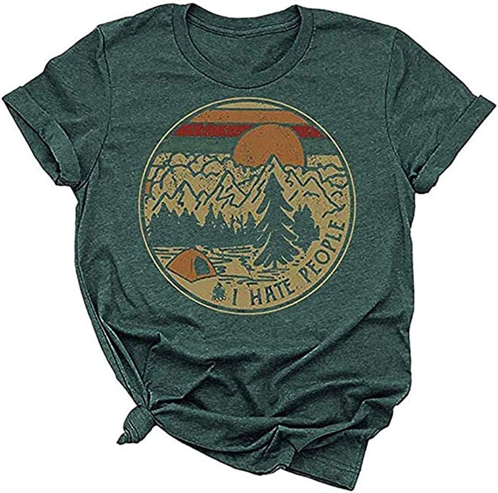 Women I Hate People T-Shirt Camping Hiking Shirt