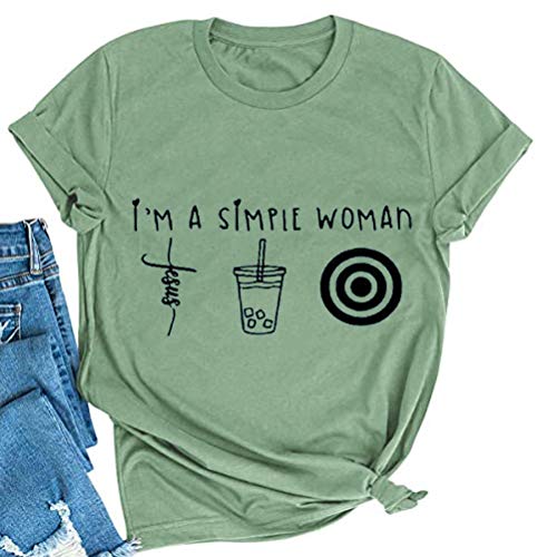 Women I'm A Simple Woman T-Shirt Jesus Coffee Shirt