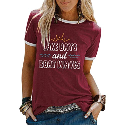 Women Lake Days and Boat Waves T-Shirt