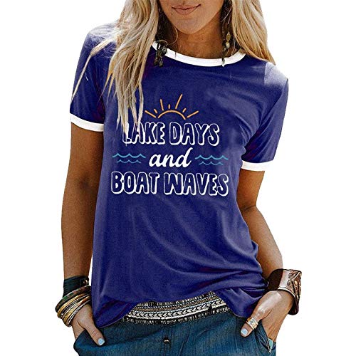 Women Lake Days and Boat Waves T-Shirt