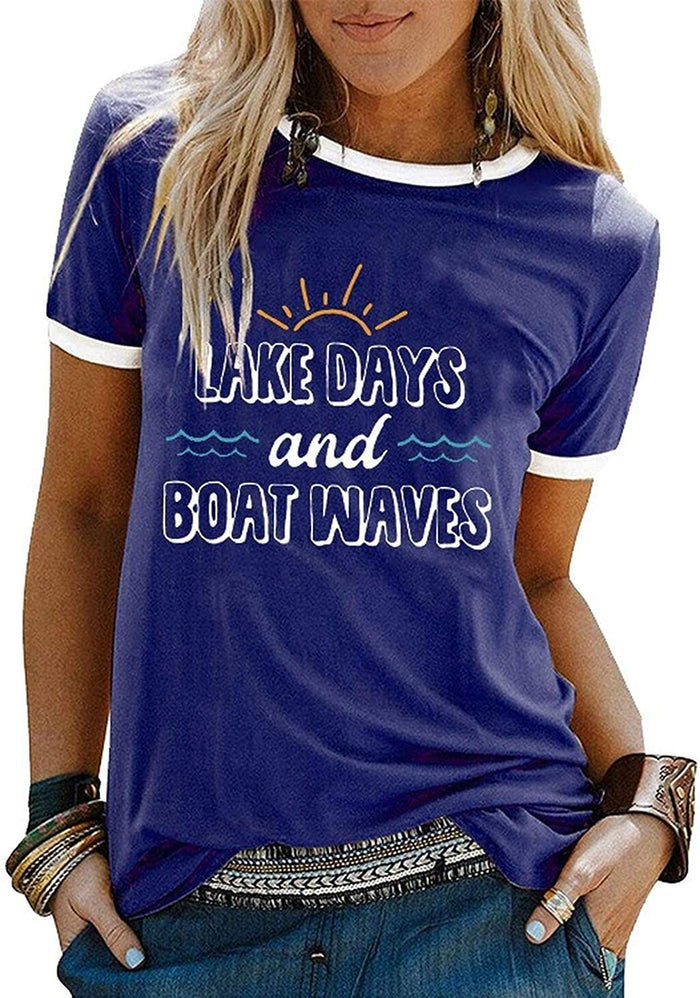Women Lake Days and Boat Waves T-Shirt