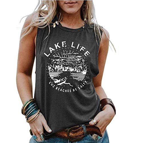 Women Lake Life Cuz Beaches Be Salty Funny T-Shirt Lake Life Graphic Shirt
