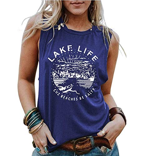 Women Lake Life Cuz Beaches Be Salty Funny T-Shirt Lake Life Graphic Shirt