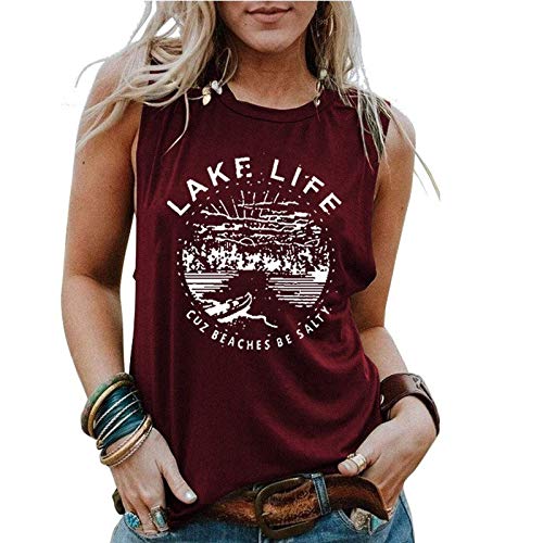 Women Lake Life Cuz Beaches Be Salty Funny T-Shirt Lake Life Graphic Shirt