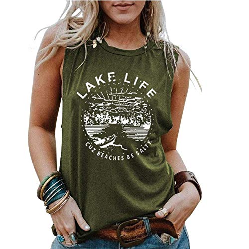 Women Lake Life Cuz Beaches Be Salty Funny T-Shirt Lake Life Graphic Shirt