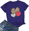 Women Leopard Stripe & Polka Dot Heart T-Shirt