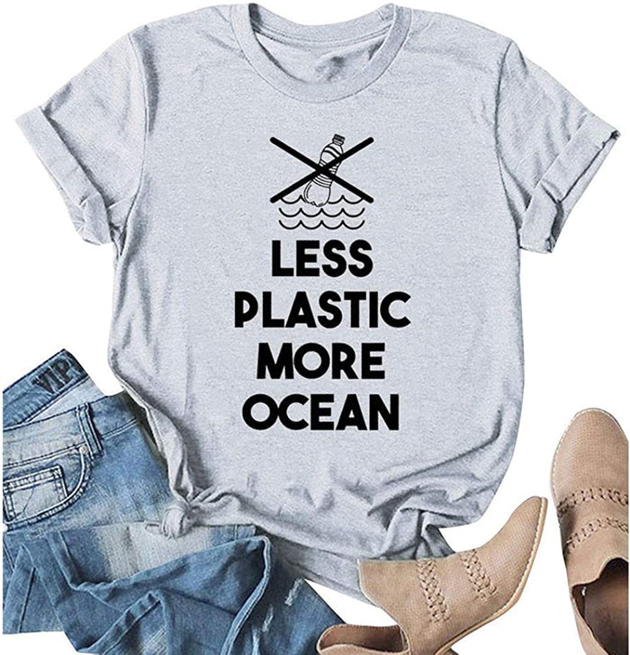 Women Less Plastic More Ocean T Shirt Save The Ocean Shirt