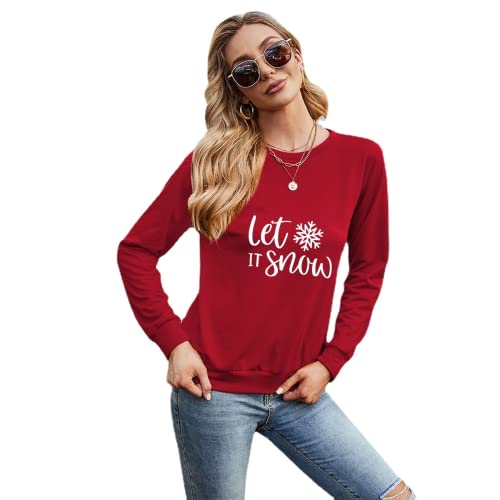 Women Let It Snow Long Sleeve Shirt Snowflake Christmas Blouse