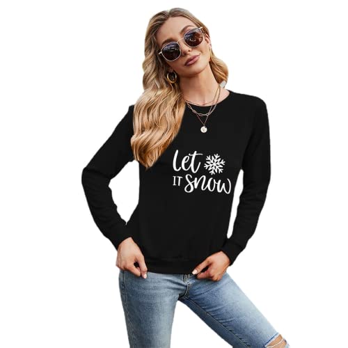 Women Let It Snow Long Sleeve Shirt Snowflake Christmas Blouse