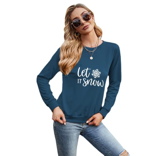 Women Let It Snow Long Sleeve Shirt Snowflake Christmas Blouse