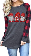 Women Long Sleeve Santa Blouse Christmas Shirt
