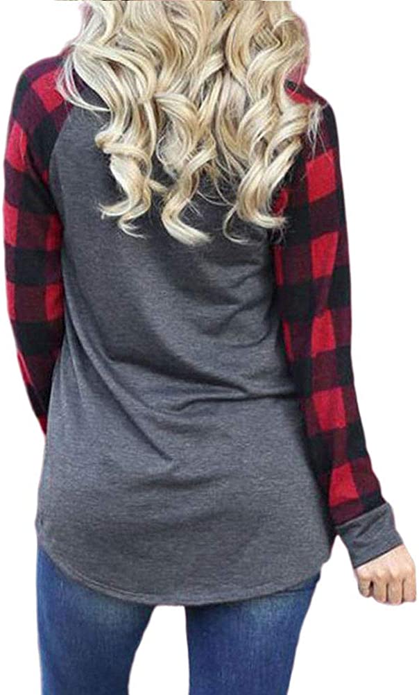 Women Long Sleeve Santa Blouse Christmas Shirt