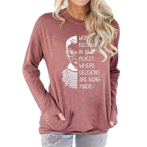 Women Long Sleeve Women Belong in All Places Blouse with Pockets Women Graphic Shirt