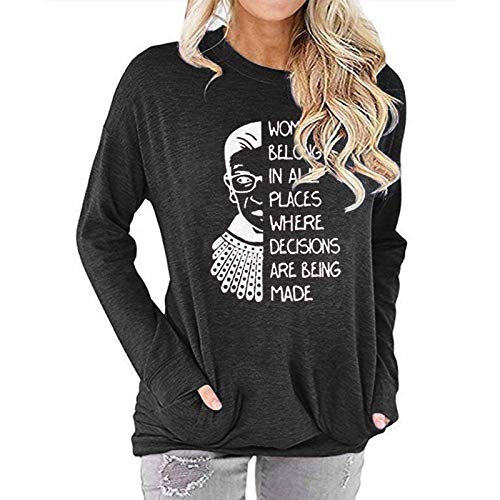 Women Long Sleeve Women Belong in All Places Blouse with Pockets Women Graphic Shirt