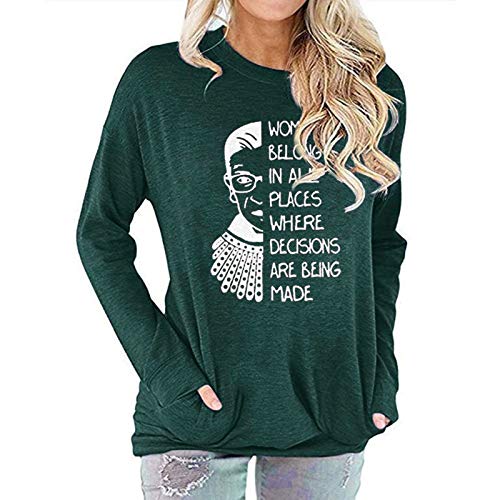 Women Long Sleeve Women Belong in All Places Blouse with Pockets Women Graphic Shirt