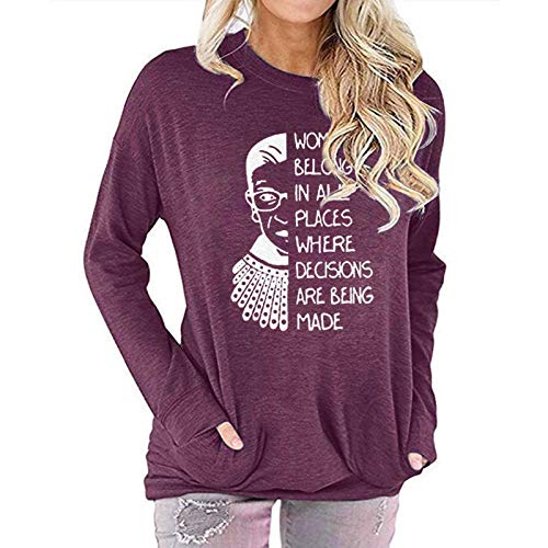 Women Long Sleeve Women Belong in All Places Blouse with Pockets Women Graphic Shirt