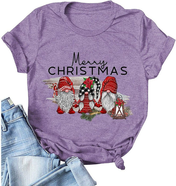 Women Merry Christmas Gnomes T-Shirt Christmas Shirt for Family