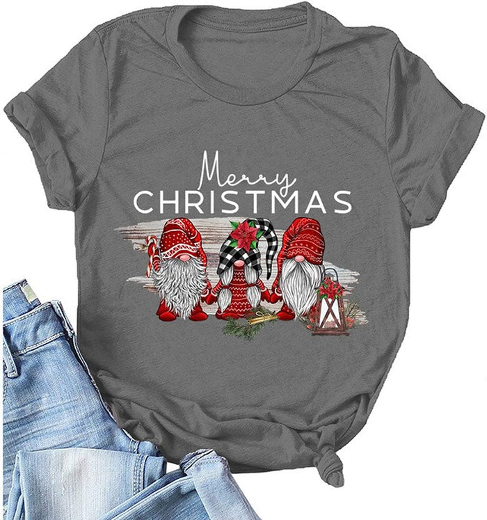 Women Merry Christmas Gnomes T-Shirt Christmas Shirt for Family