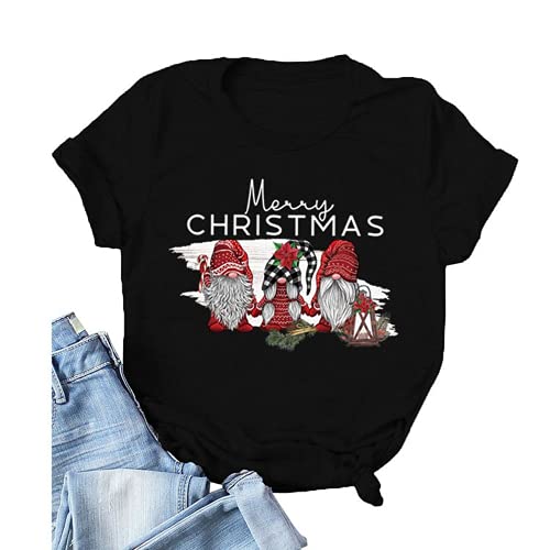 Women Merry Christmas T-Shirt Cute Gnomies Christmas Shirt