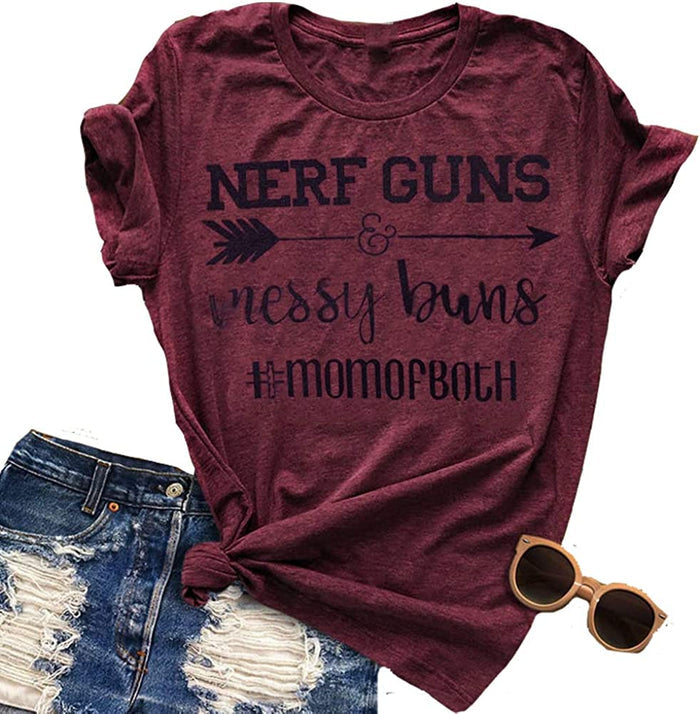 Women Messy Buns Mom of Both T-Shirt