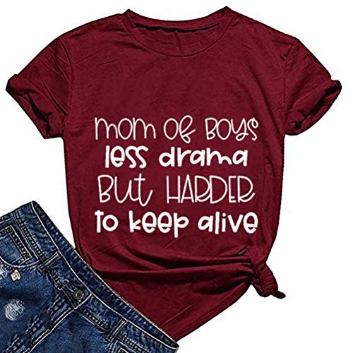 Women Mom of Boys Less Drama T-Shirt Mom Life Shirt