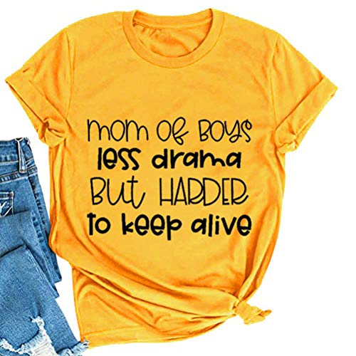 Women Mom of Boys Less Drama T-Shirt Mom Life Shirt
