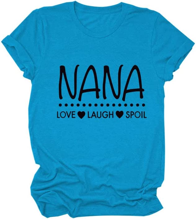 Women Mother's Day T-Shirt Love Laugh Spoil Grandma Tees