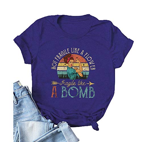 Women Not Fragile Like A Flower Fragile Like A Bomb Graphic T-Shirt